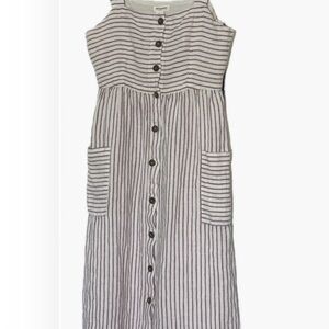 Artisan Neutral-Striped Sleeveless Button-Front dress
